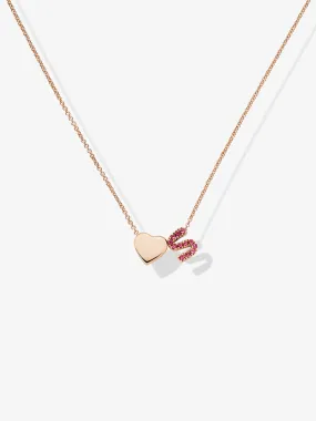 One Heart & Ruby Letter Necklace