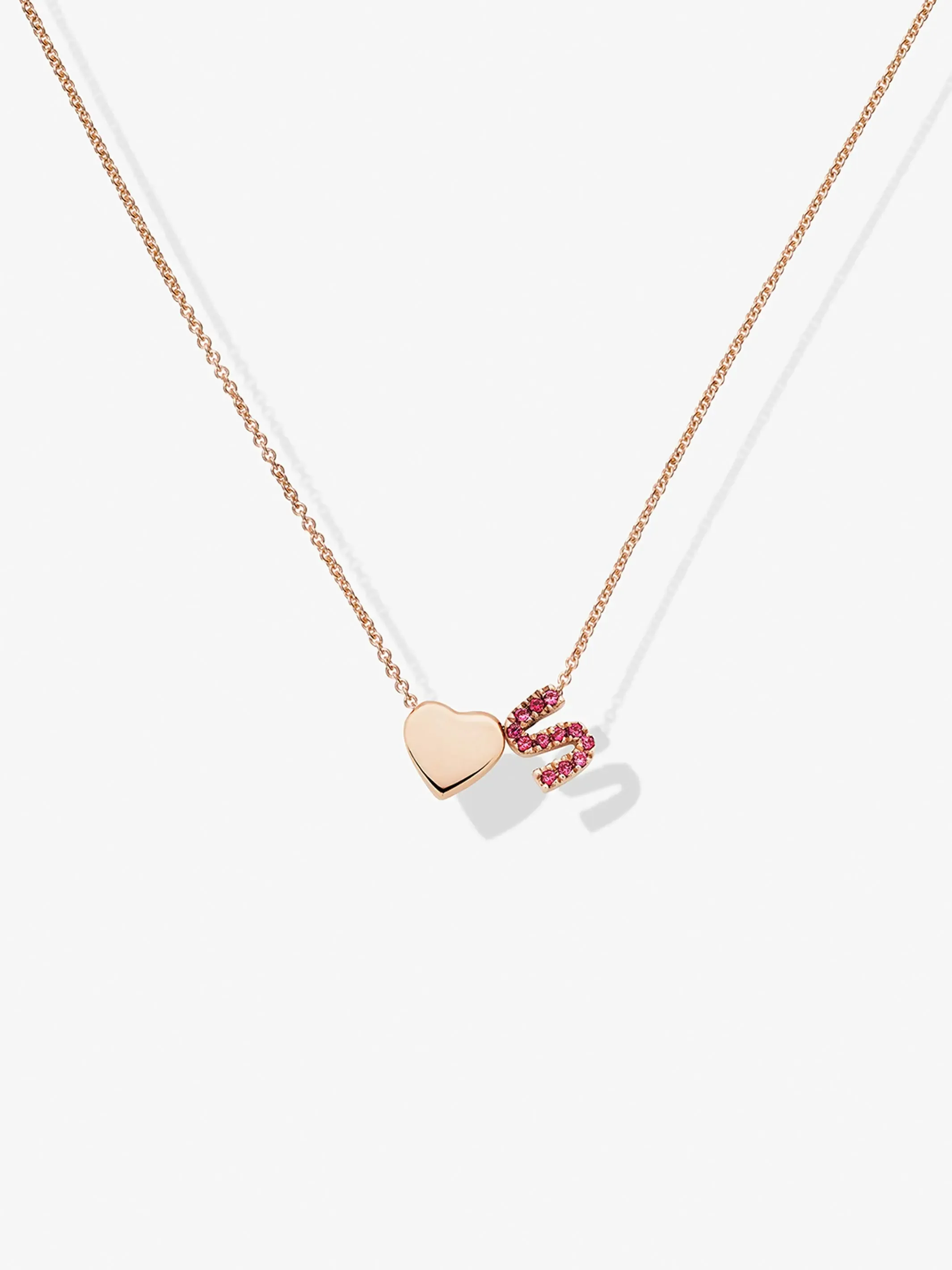 One Heart & Ruby Letter Necklace