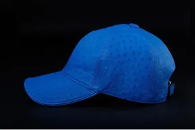 Ostrich Leather Strap back Baseball Cap Blue