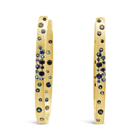 Oval Hoop Sapphire Earrings