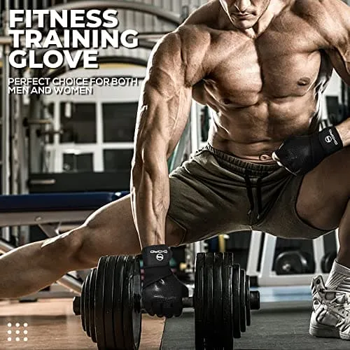 OXDAO Workout Weightlifting Gym Gloves for Men & Women with Wrist & Full Palm Protection, for Weight Lifting, Powerlifting, Training, Fitness, Hanging, Pull ups…