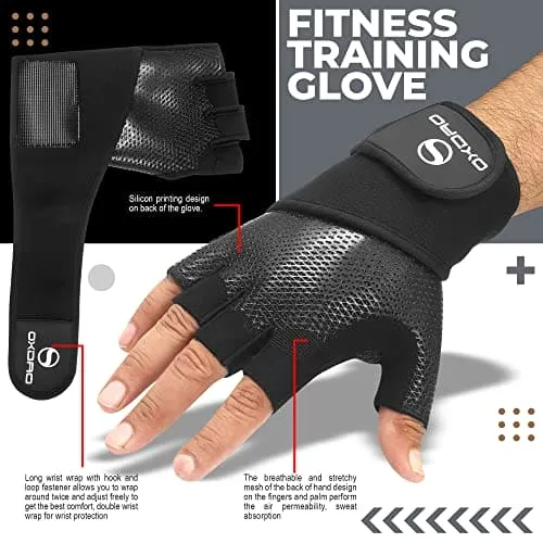 OXDAO Workout Weightlifting Gym Gloves for Men & Women with Wrist & Full Palm Protection, for Weight Lifting, Powerlifting, Training, Fitness, Hanging, Pull ups…