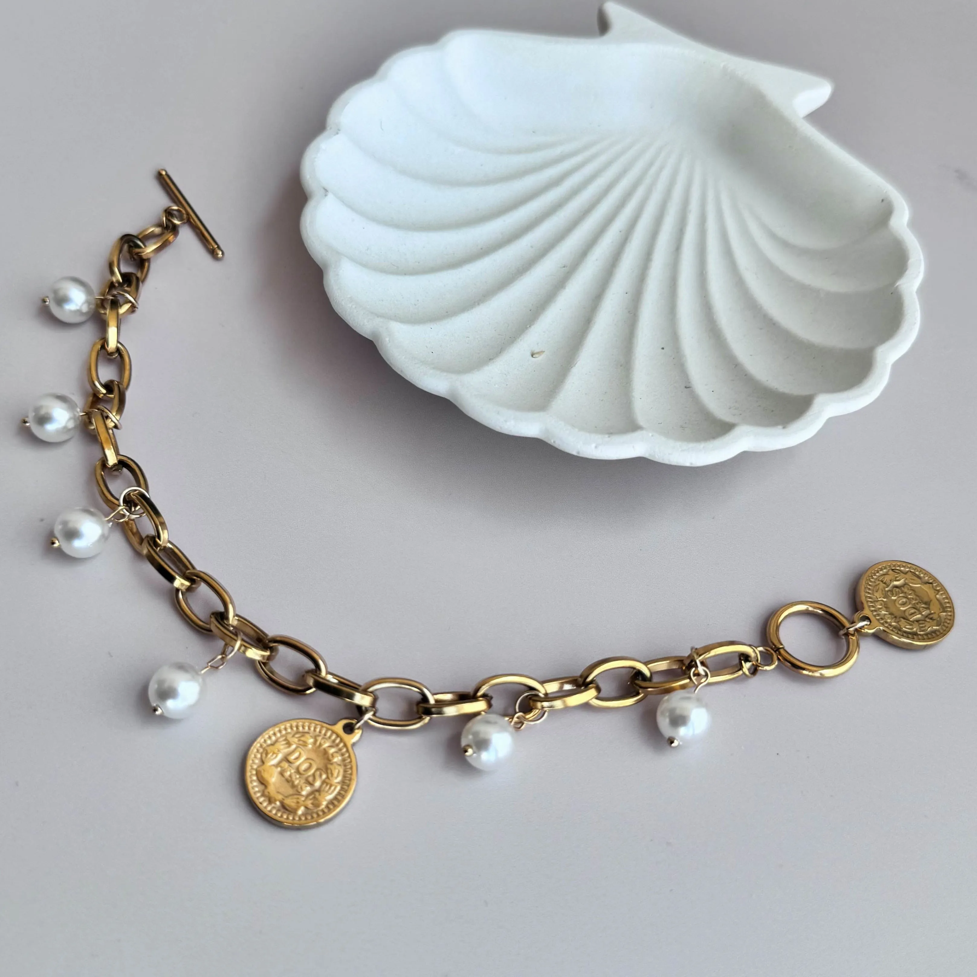 Pearls & Coins Bracelet