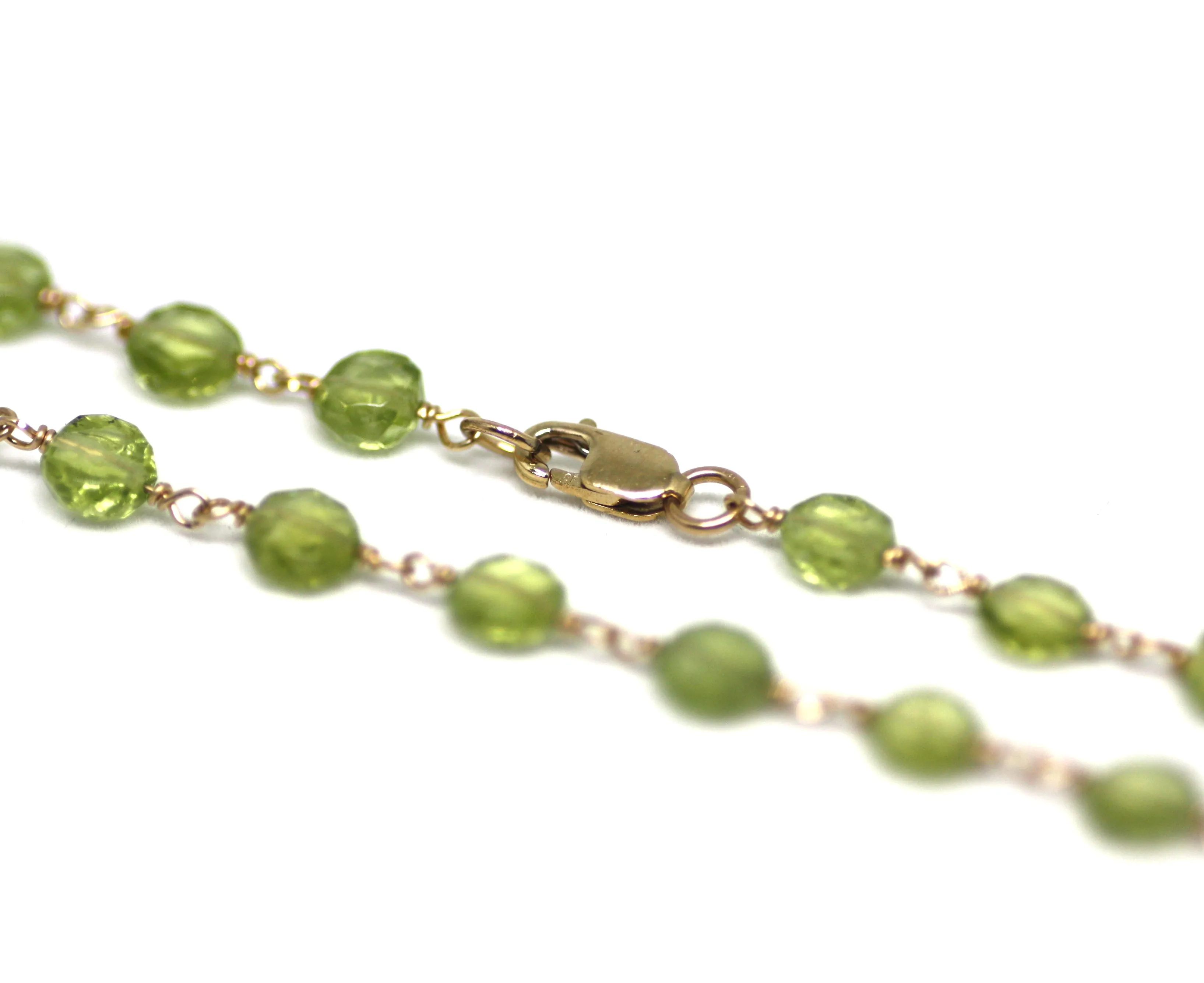 Peridot Bracelet in Wire Wrapped Gold