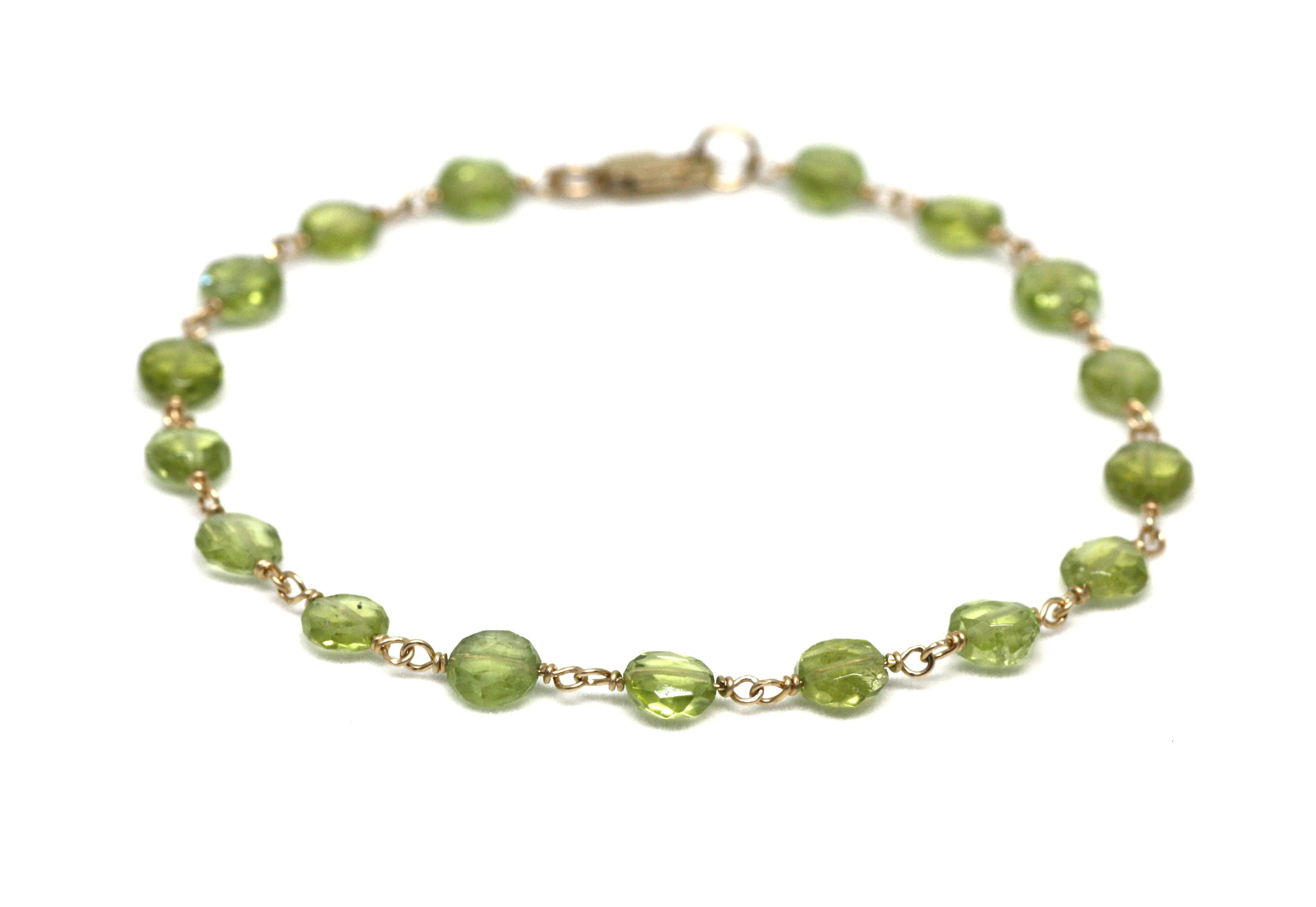 Peridot Bracelet in Wire Wrapped Gold
