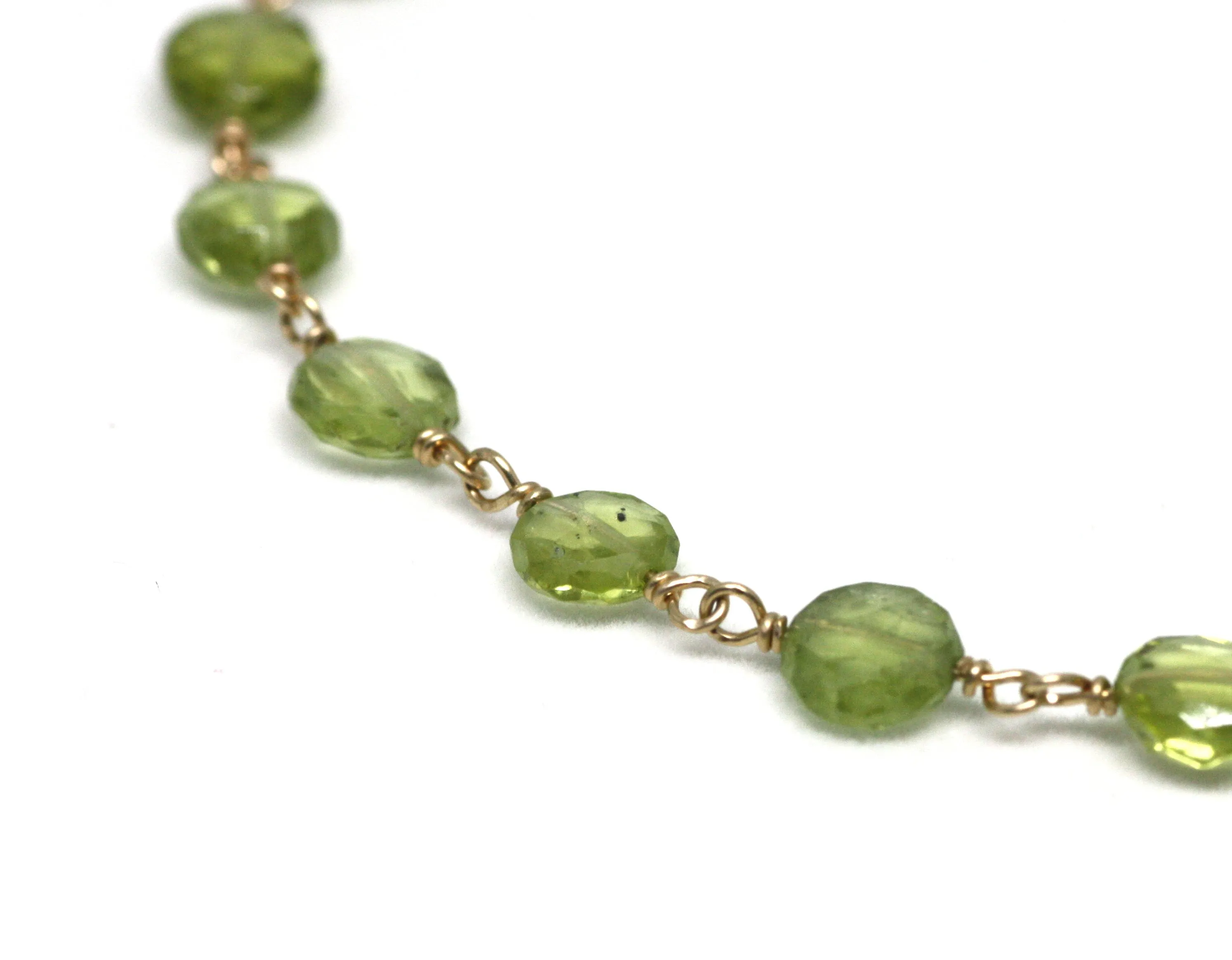 Peridot Bracelet in Wire Wrapped Gold