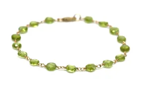 Peridot Bracelet in Wire Wrapped Gold