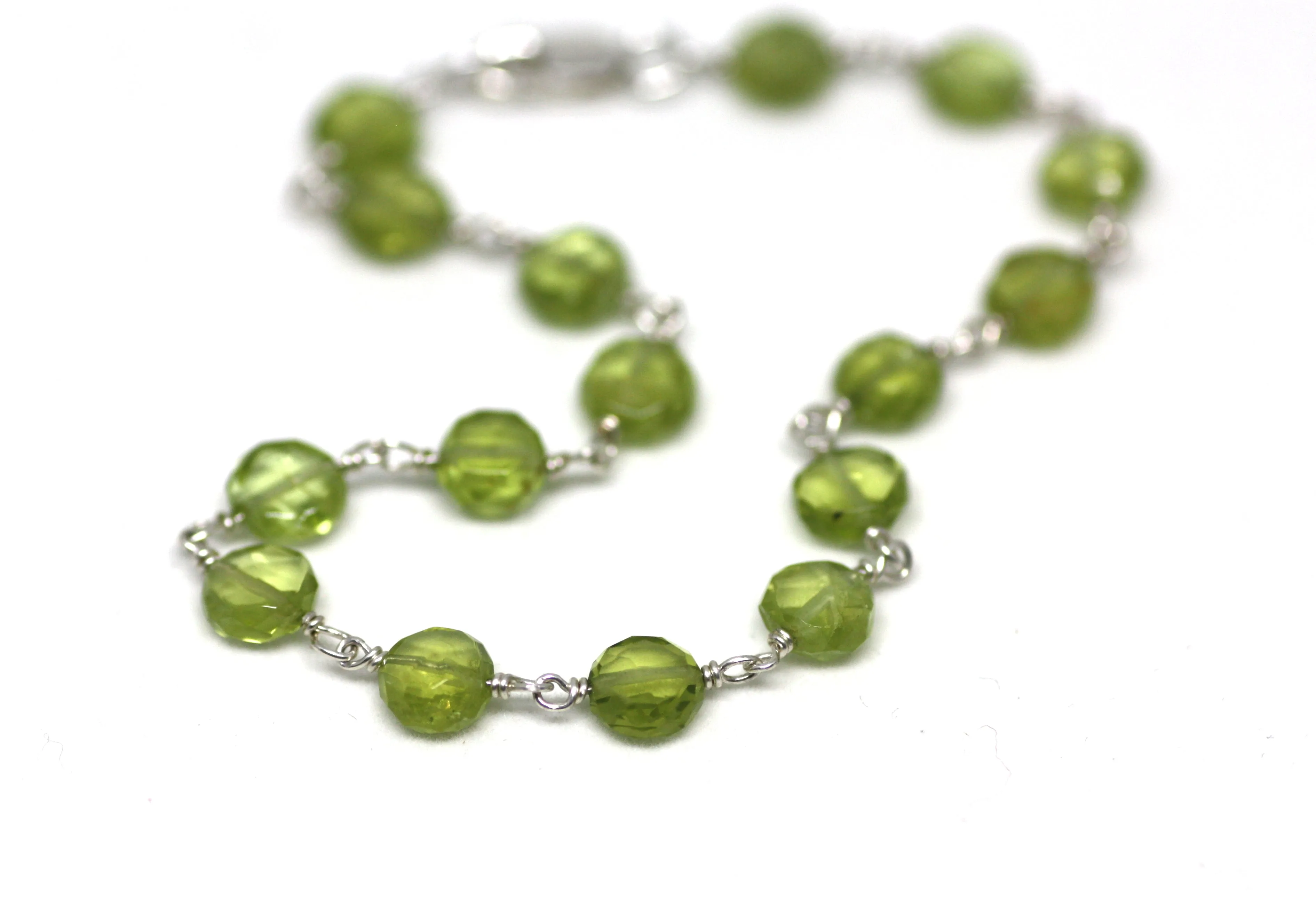 Peridot Bracelet in Wire Wrapped Silver