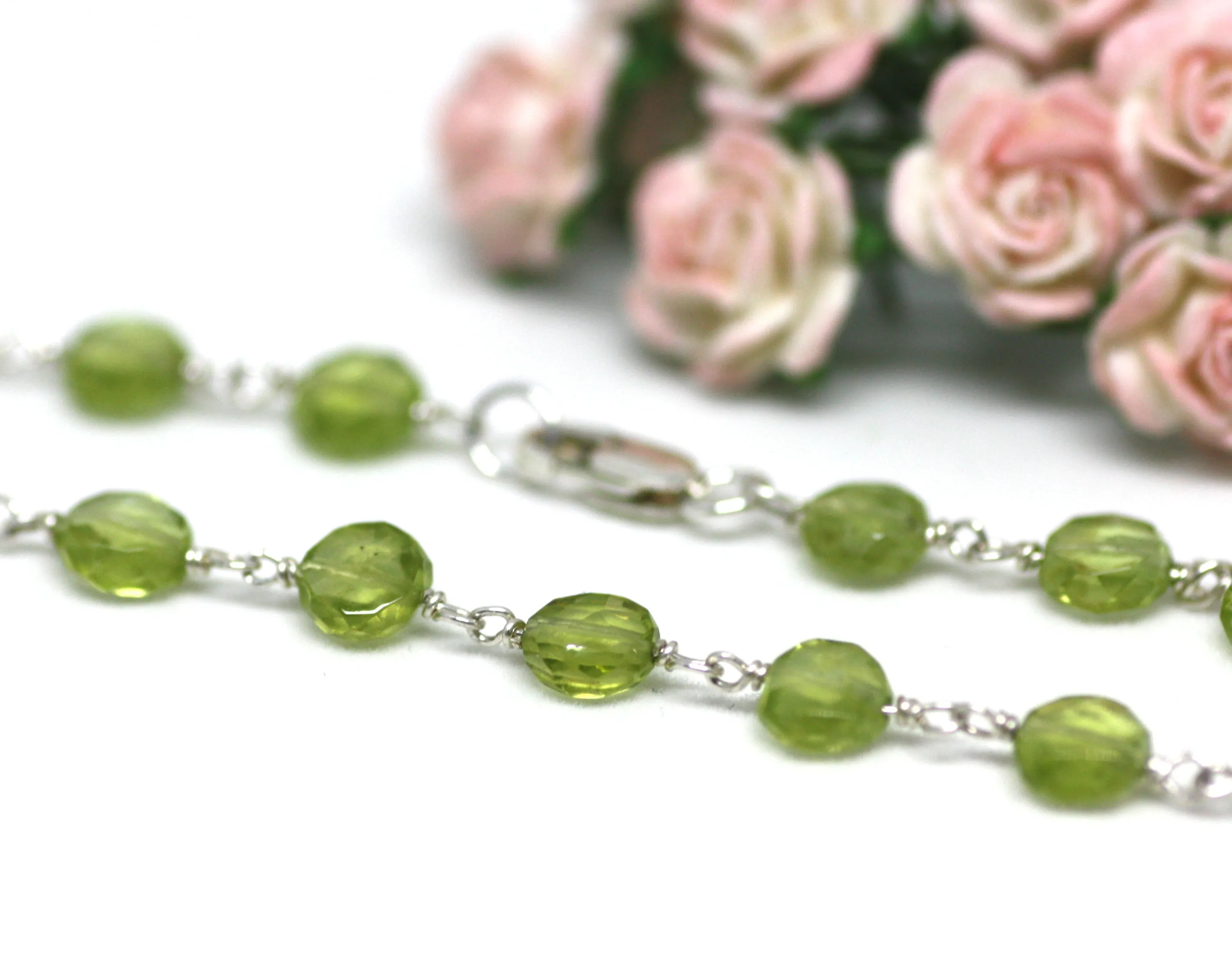 Peridot Bracelet in Wire Wrapped Silver