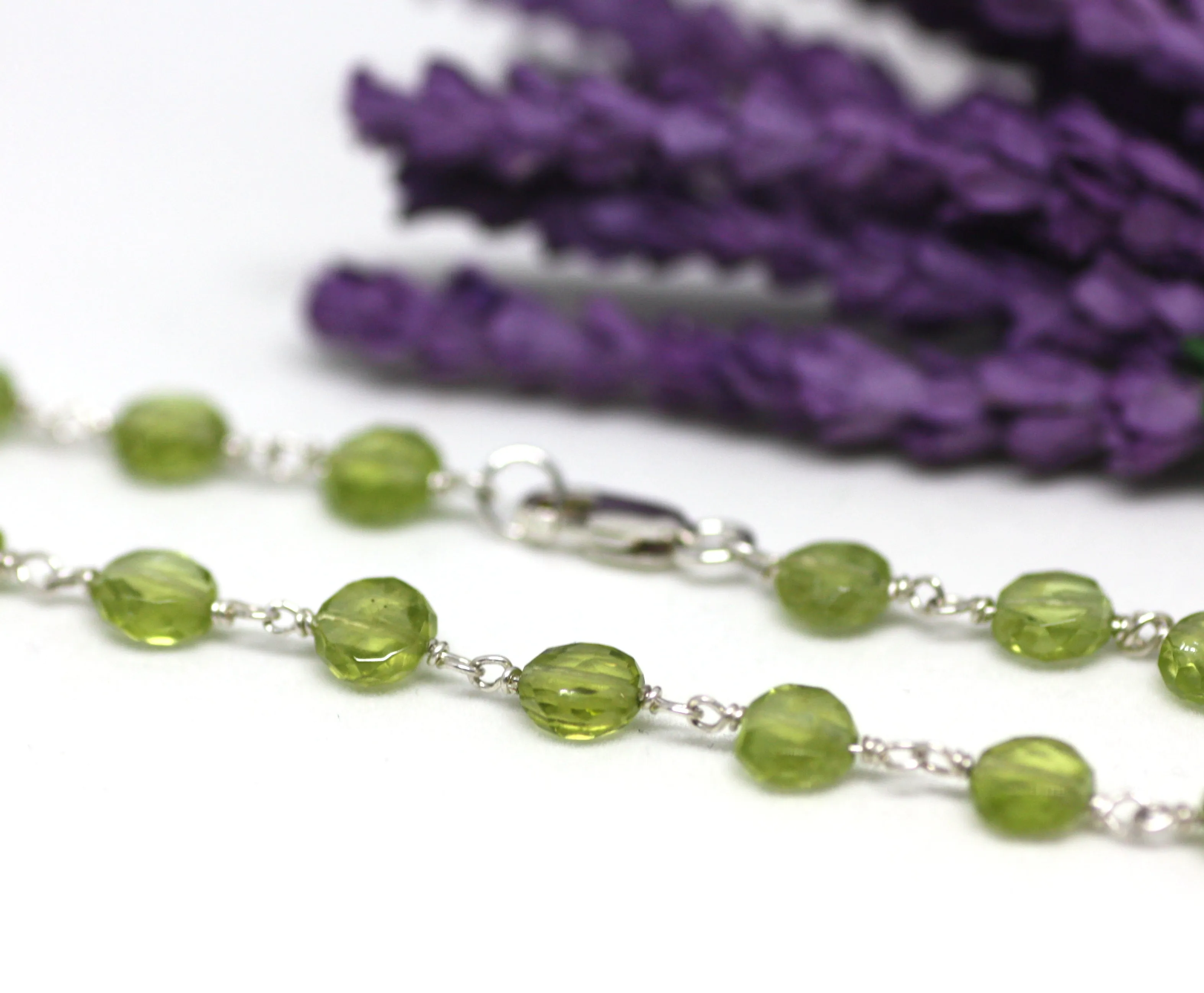 Peridot Bracelet in Wire Wrapped Silver