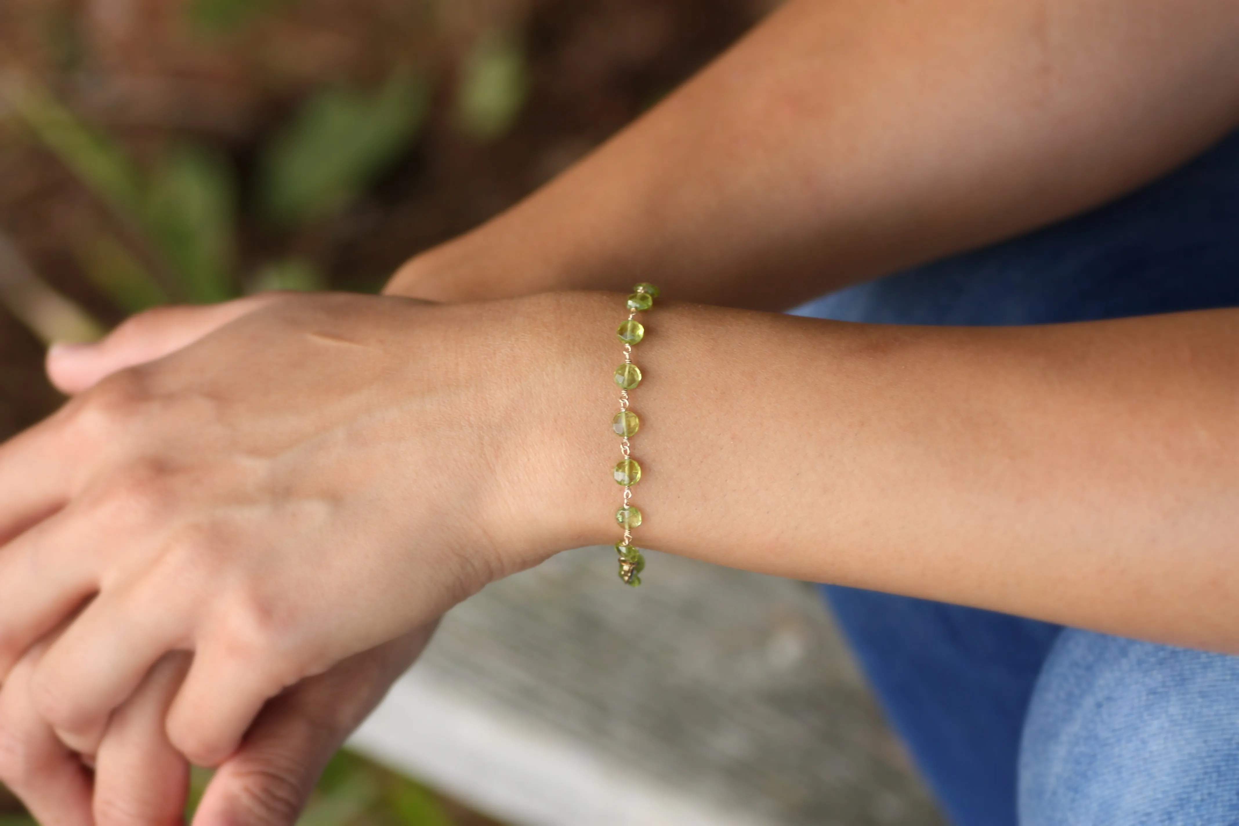 Peridot Bracelet in Wire Wrapped Silver