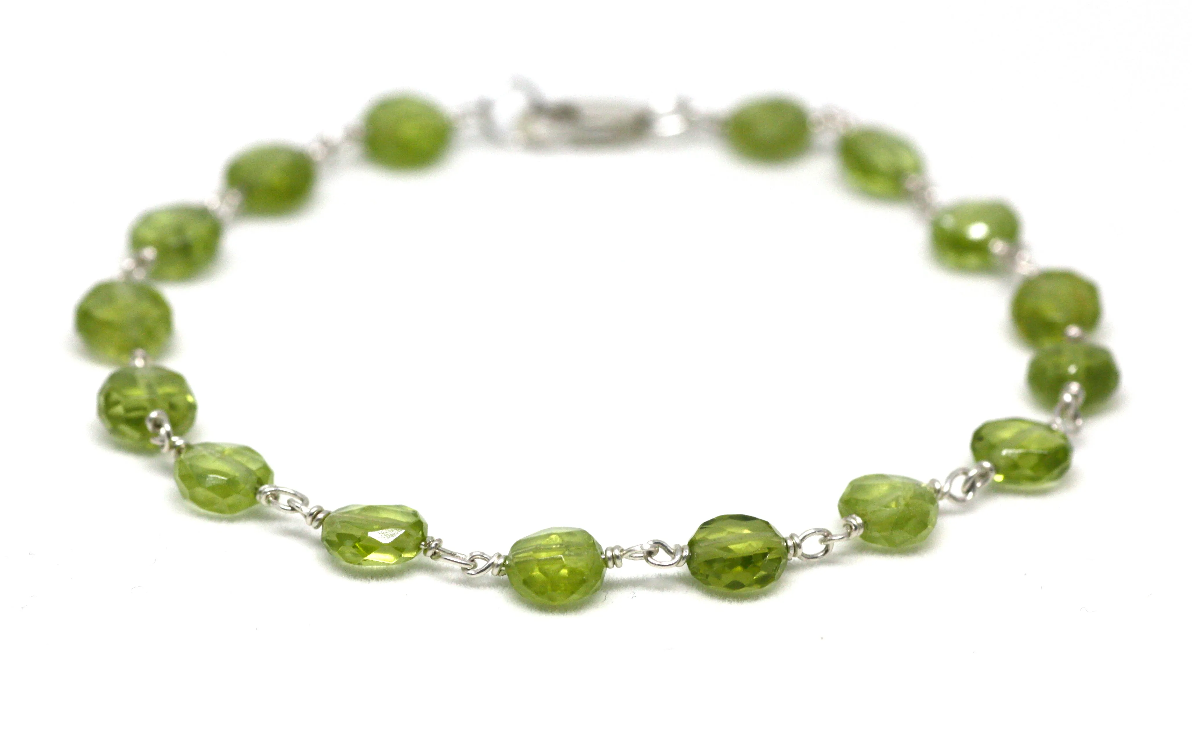Peridot Bracelet in Wire Wrapped Silver