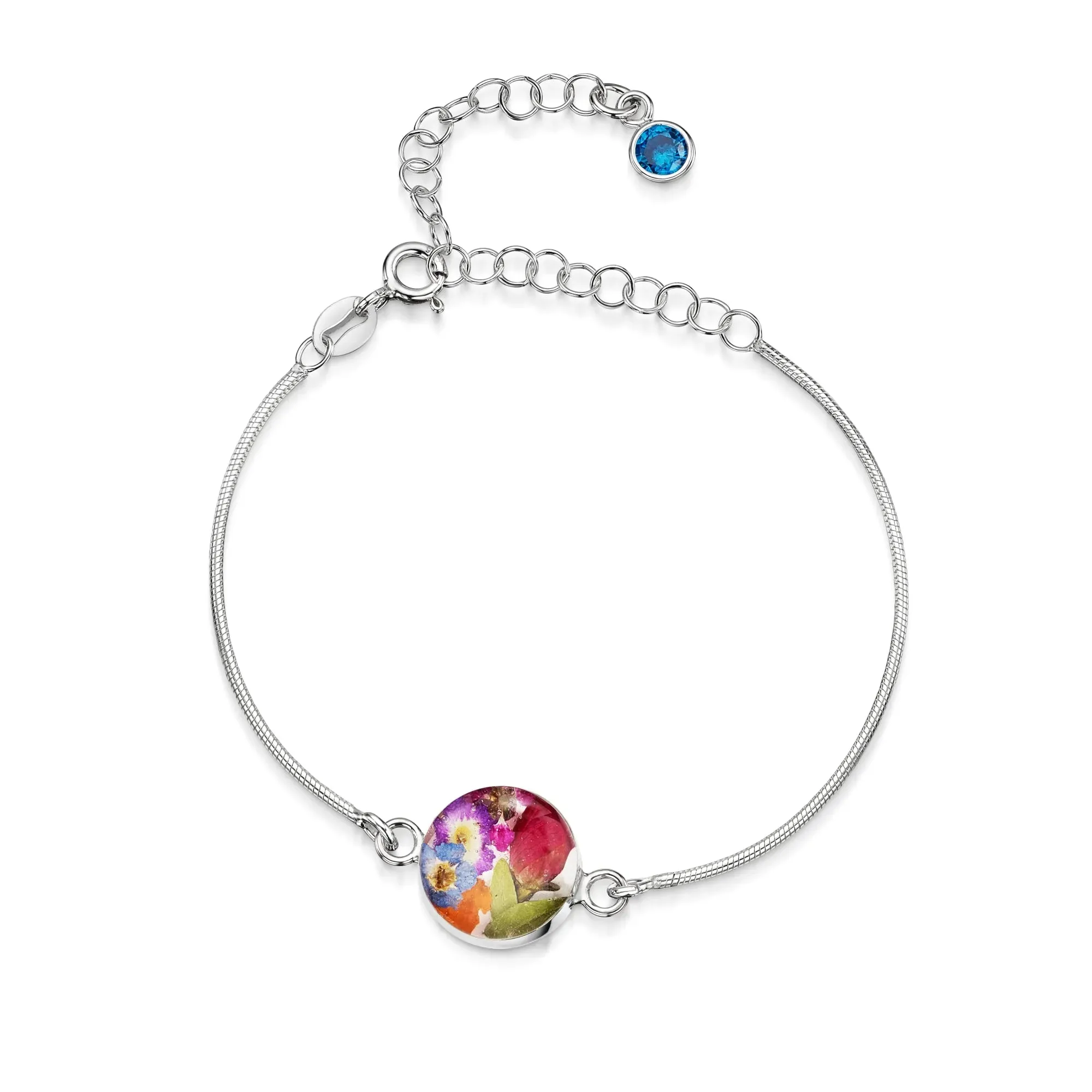 Personalized Sterling Silver Birthstone Flower Bracelets | Shrieking Violet®