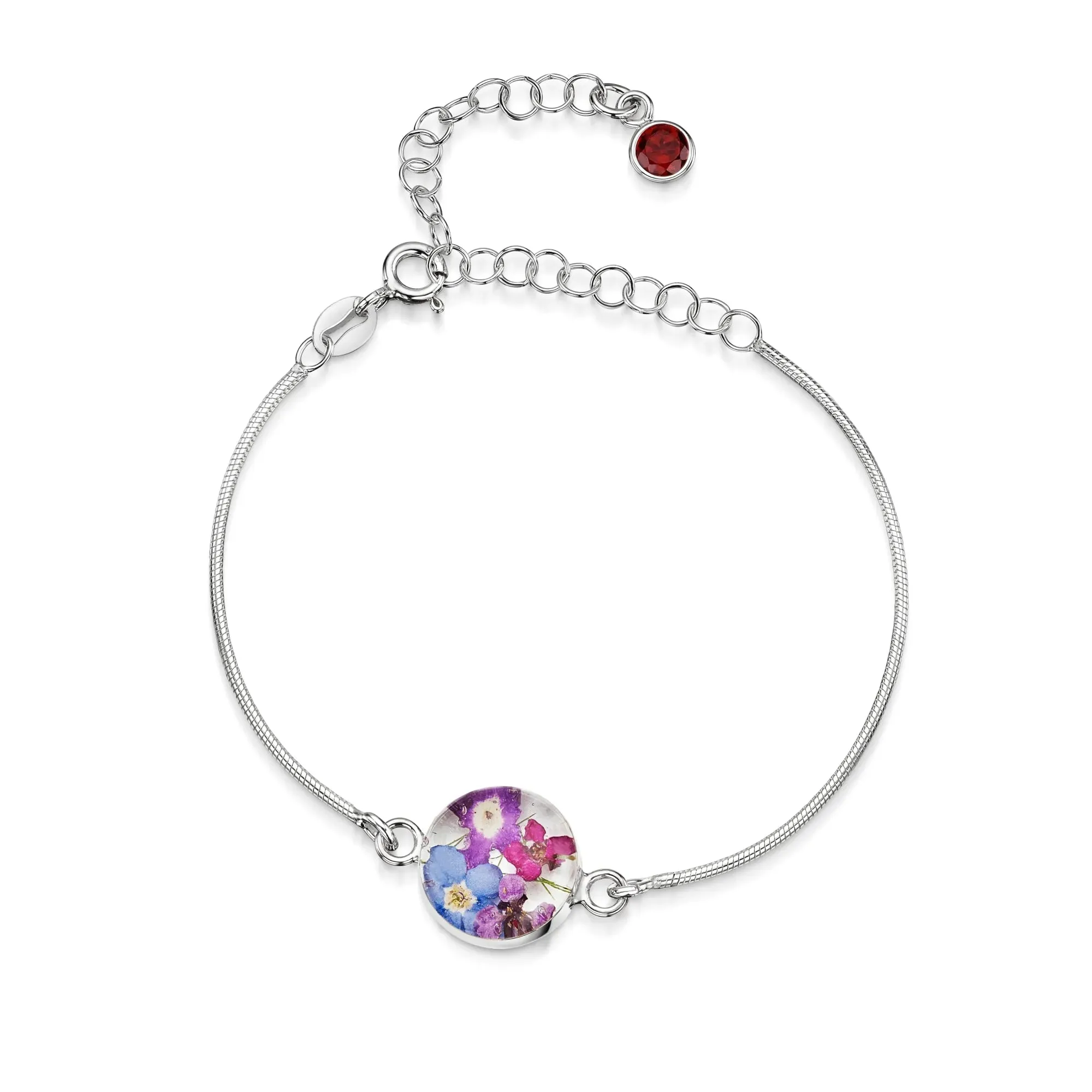 Personalized Sterling Silver Birthstone Flower Bracelets | Shrieking Violet®