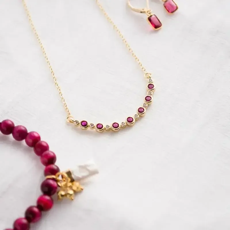 Pink Tourmaline Ruby Necklace