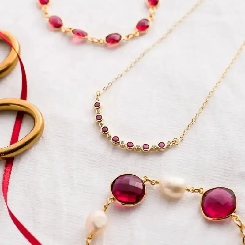 Pink Tourmaline Ruby Necklace