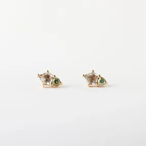 Pixie Earrings - White   Green Sapphires