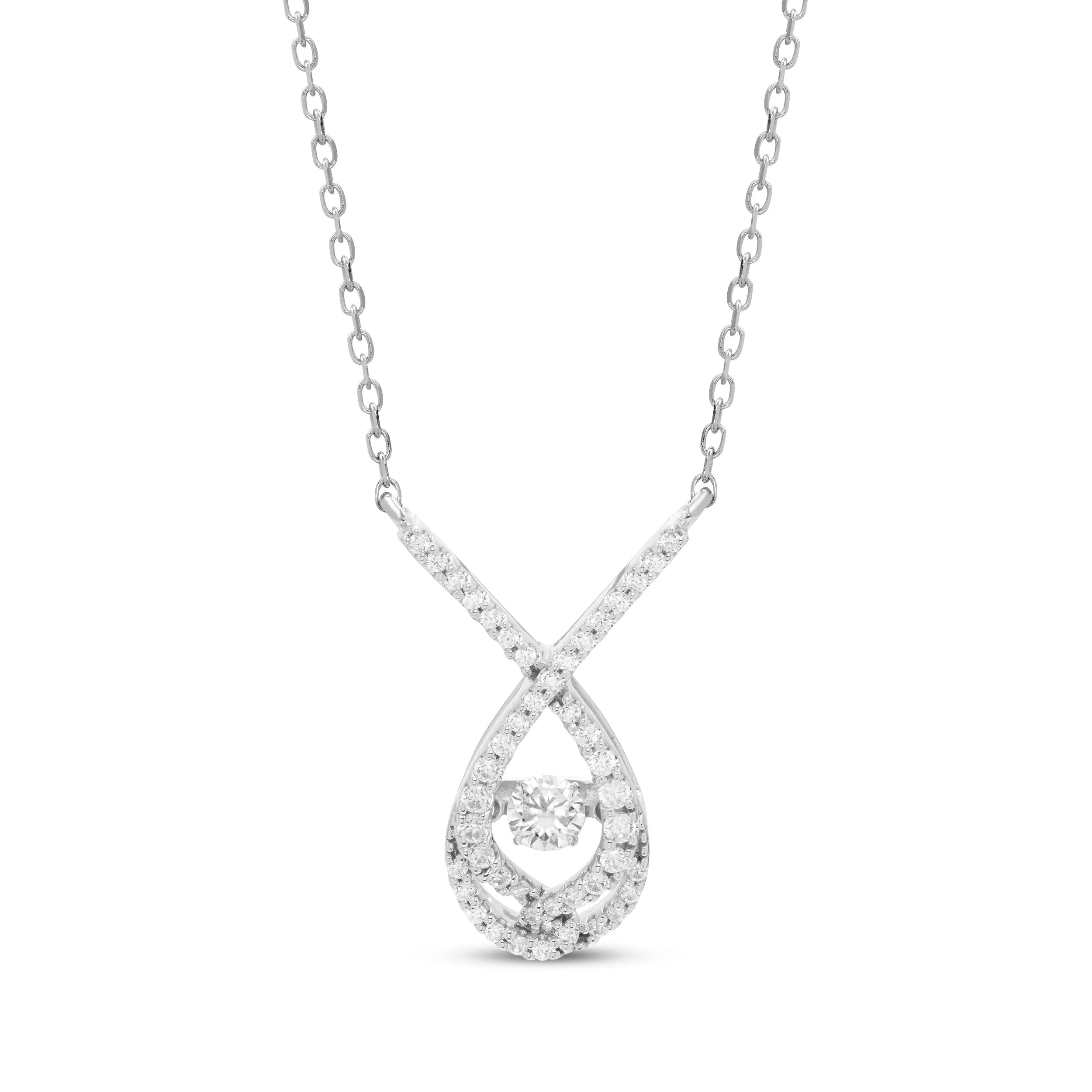 Pre-Owned Kay 1/5ct Diamond Love Entwined Diamond Necklace in Sterling Silver