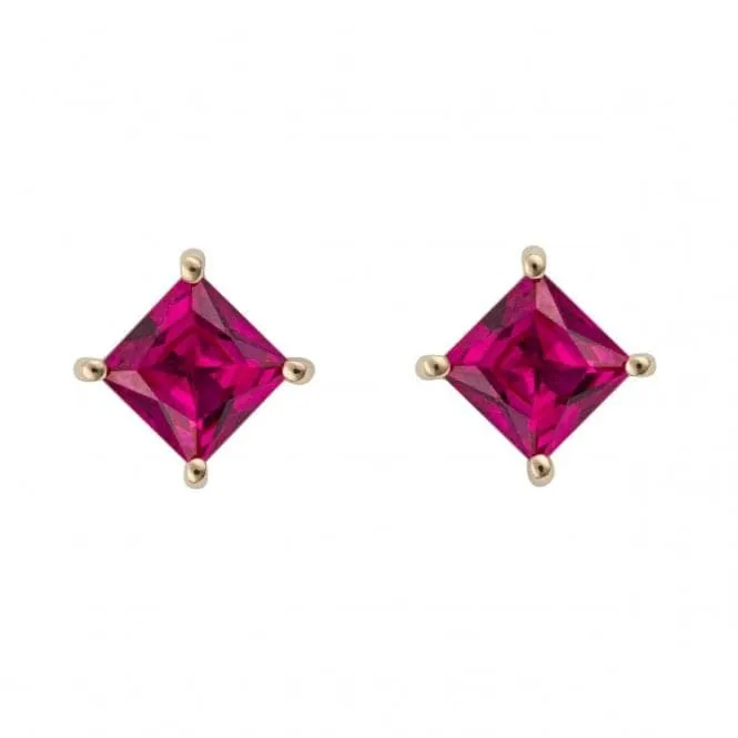 Princess cut created ruby Earrings GE2446R