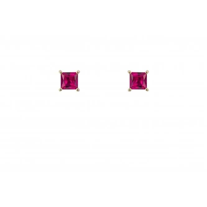 Princess cut created ruby Earrings GE2446R
