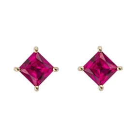 Princess cut created ruby Earrings GE2446R