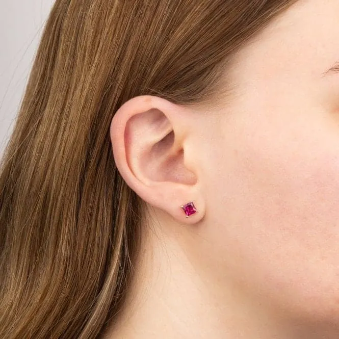 Princess cut created ruby Earrings GE2446R