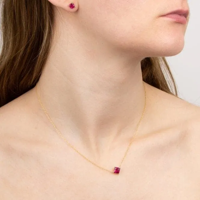 Princess cut created ruby Earrings GE2446R
