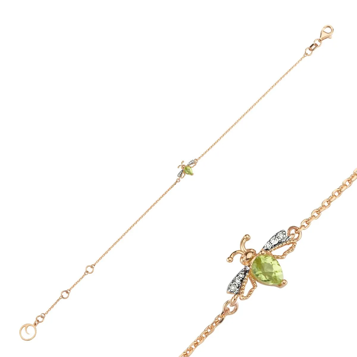 QUEEN BEE LILY GOLD DIAMOND PERIDOT BRACELET