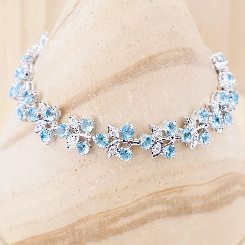 "Galia" - Aquamarine Cubic Zirconia Bridal Bracelet - More Designs