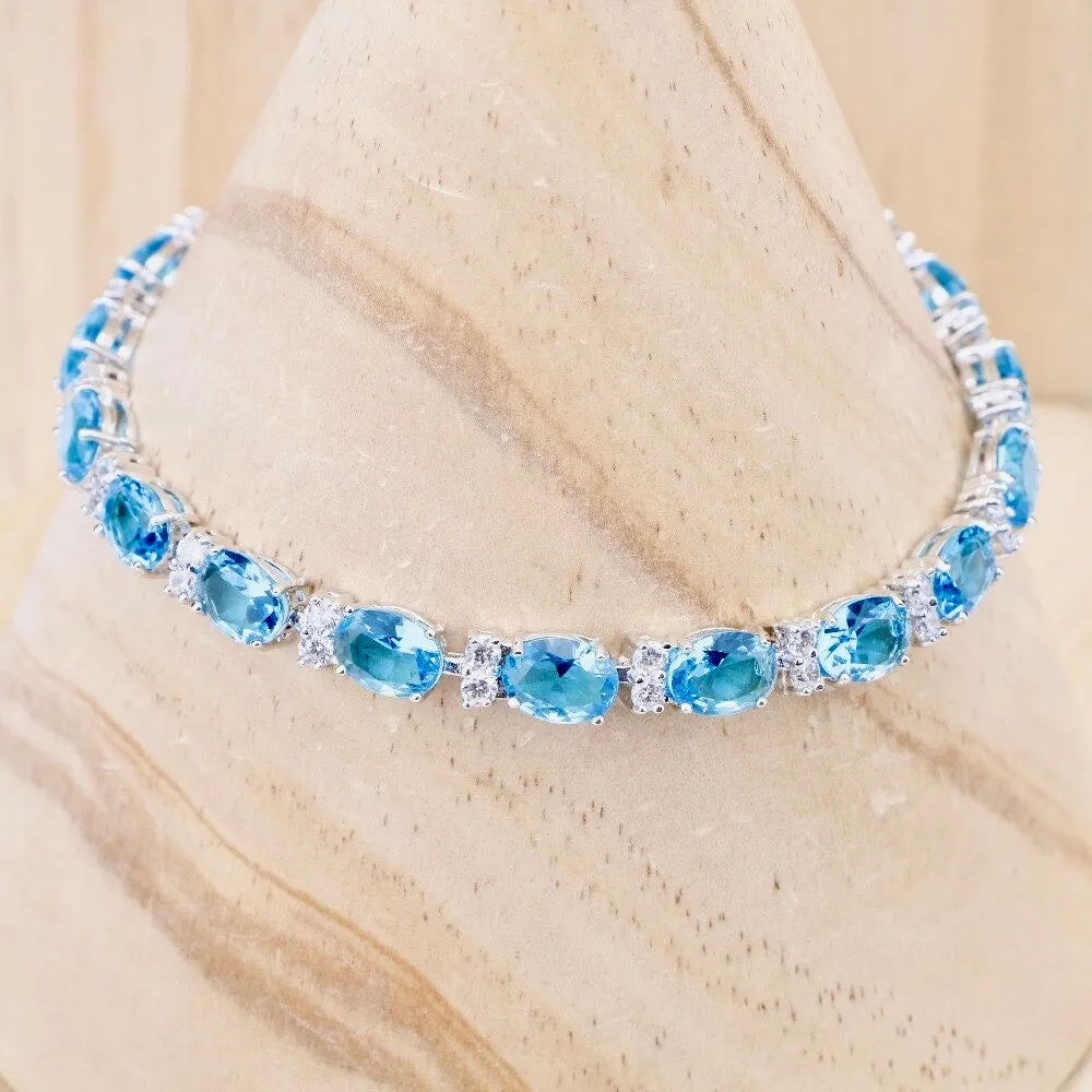 "Galia" - Aquamarine Cubic Zirconia Bridal Bracelet - More Designs