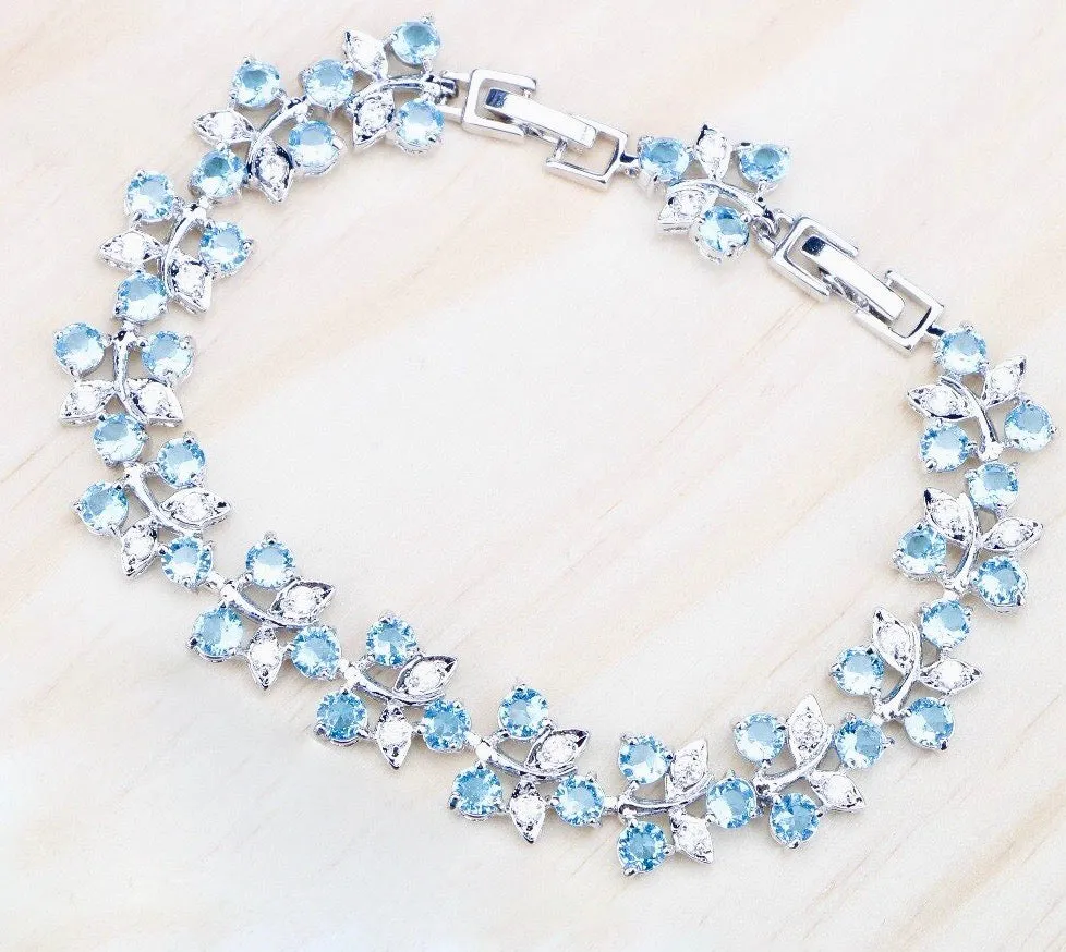 "Galia" - Aquamarine Cubic Zirconia Bridal Bracelet - More Designs