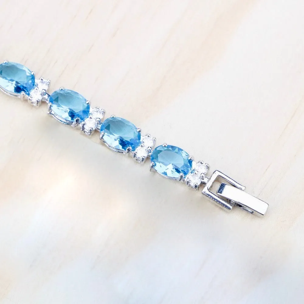"Galia" - Aquamarine Cubic Zirconia Bridal Bracelet - More Designs