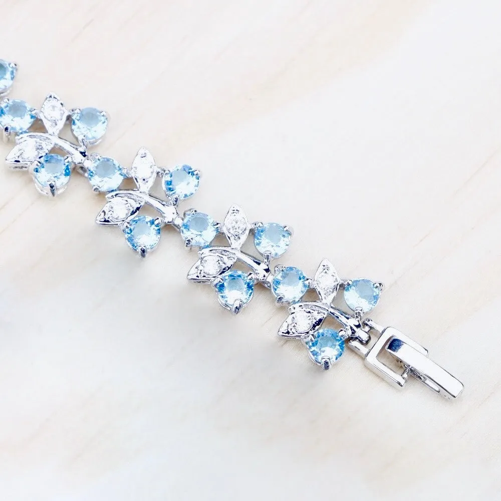 "Galia" - Aquamarine Cubic Zirconia Bridal Bracelet - More Designs