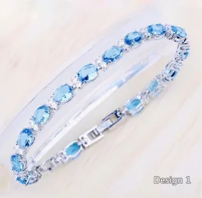 "Galia" - Aquamarine Cubic Zirconia Bridal Bracelet - More Designs