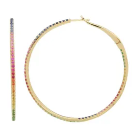 Rainbow Multi Sapphire Hoop Earrings