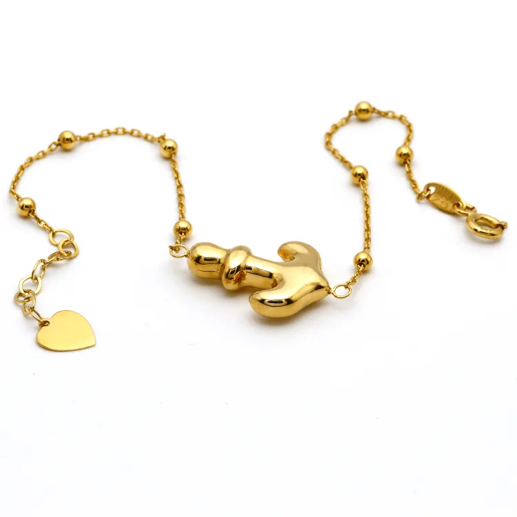 Real Gold 3D Anchor Adjustable Bracelet 0473