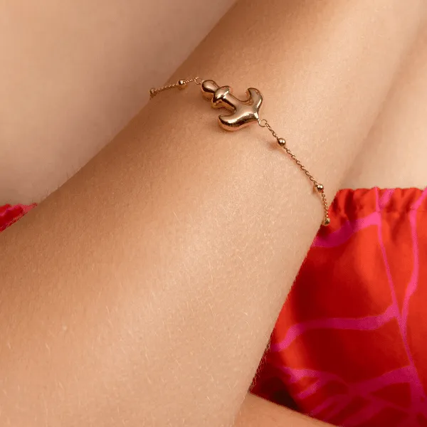 Real Gold 3D Anchor Adjustable Bracelet 0473