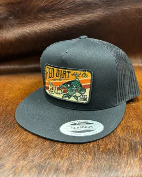 Red Dirt Hat Co. Black Wallhanger Bass Trucker Snap Back Hat RDHC-387