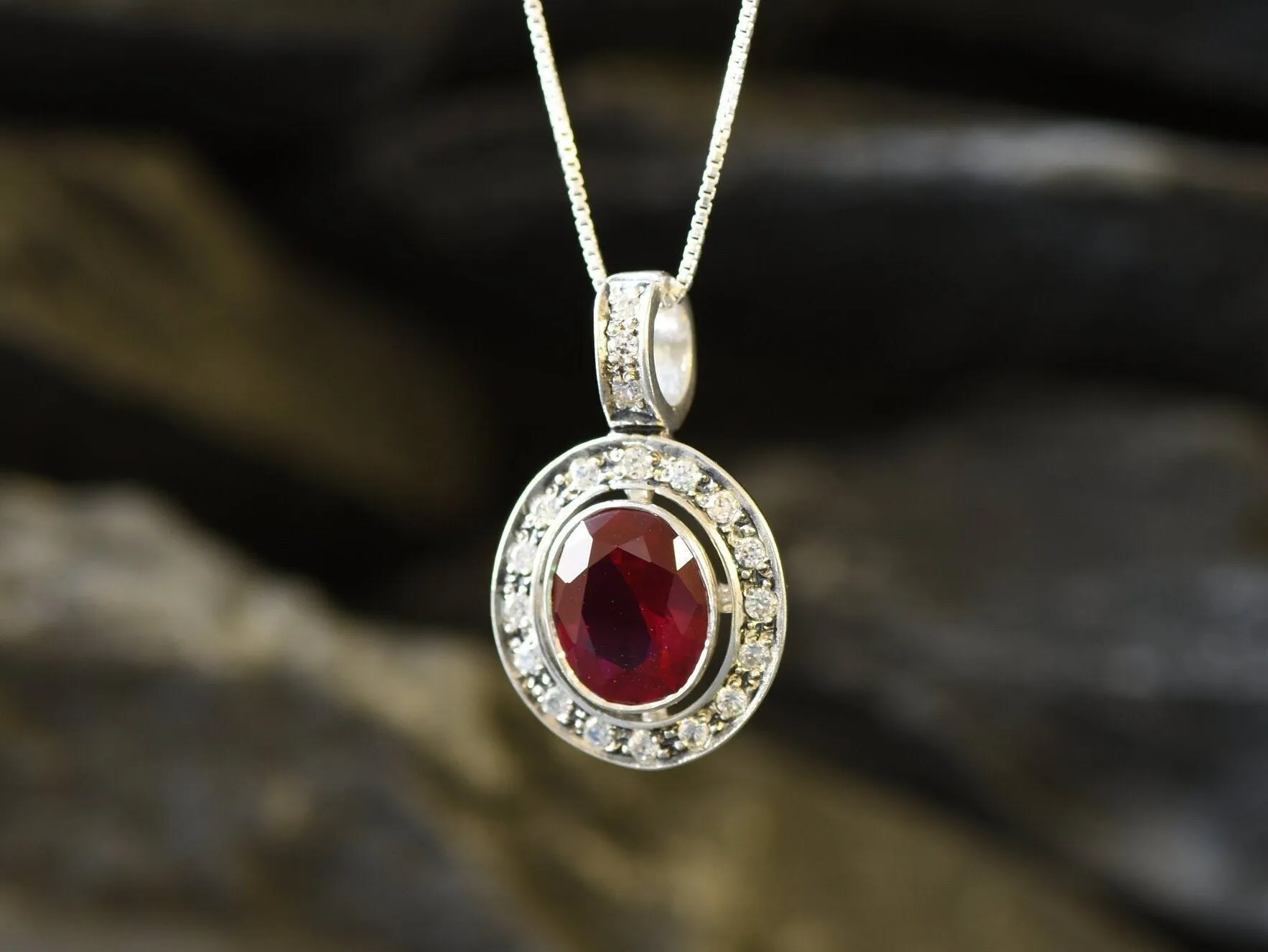 Red Ruby Necklace - Victorian Princess Pendant - Antique Red Necklace