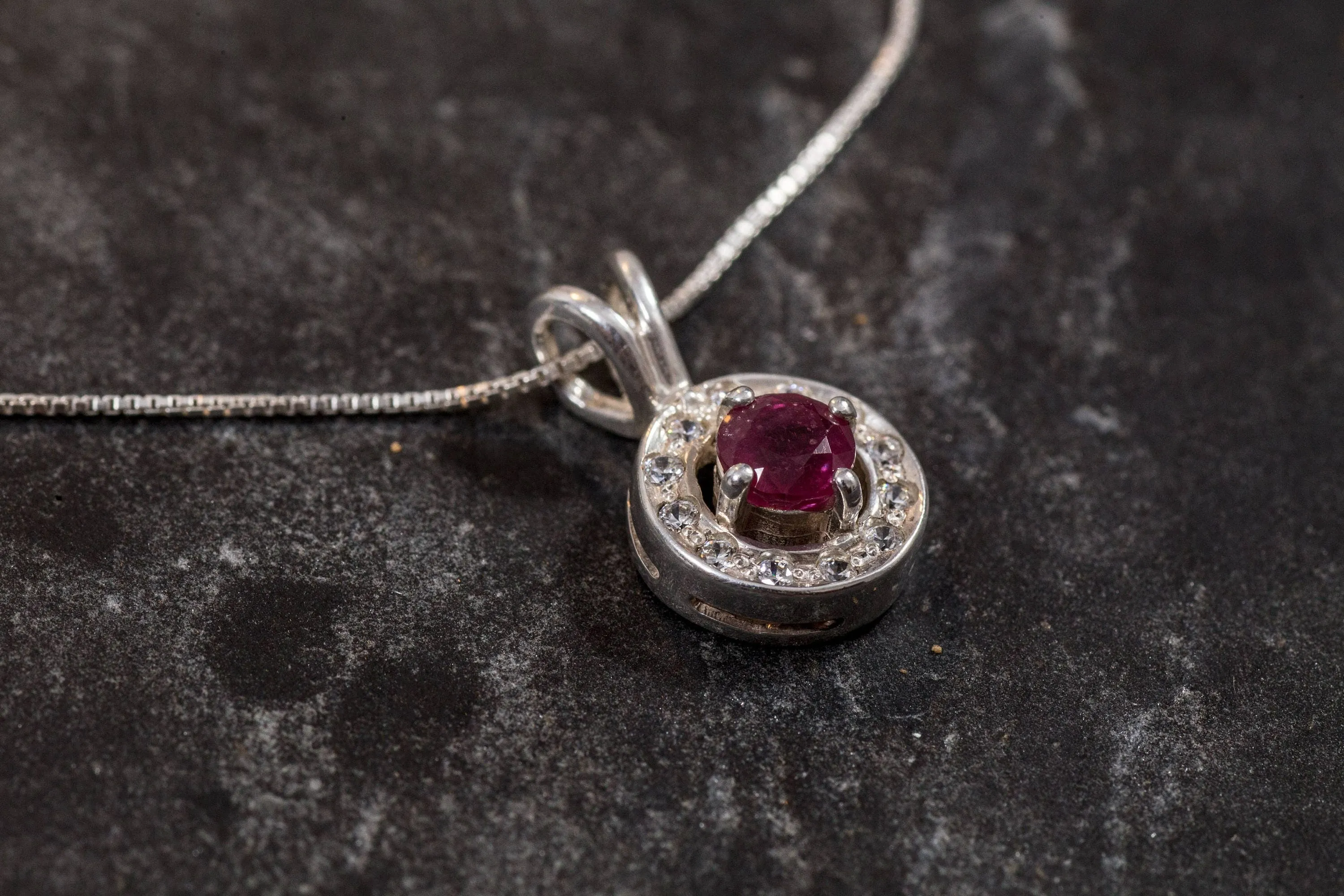 Red Ruby Pendant - Natural Ruby Necklace, July Birthstone Pendant