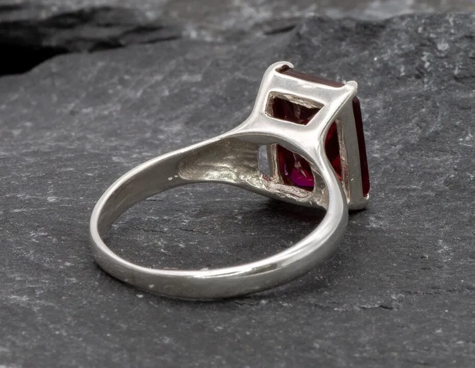 Red Ruby Ring - Silver Ruby Ring - Red Engagement Ring