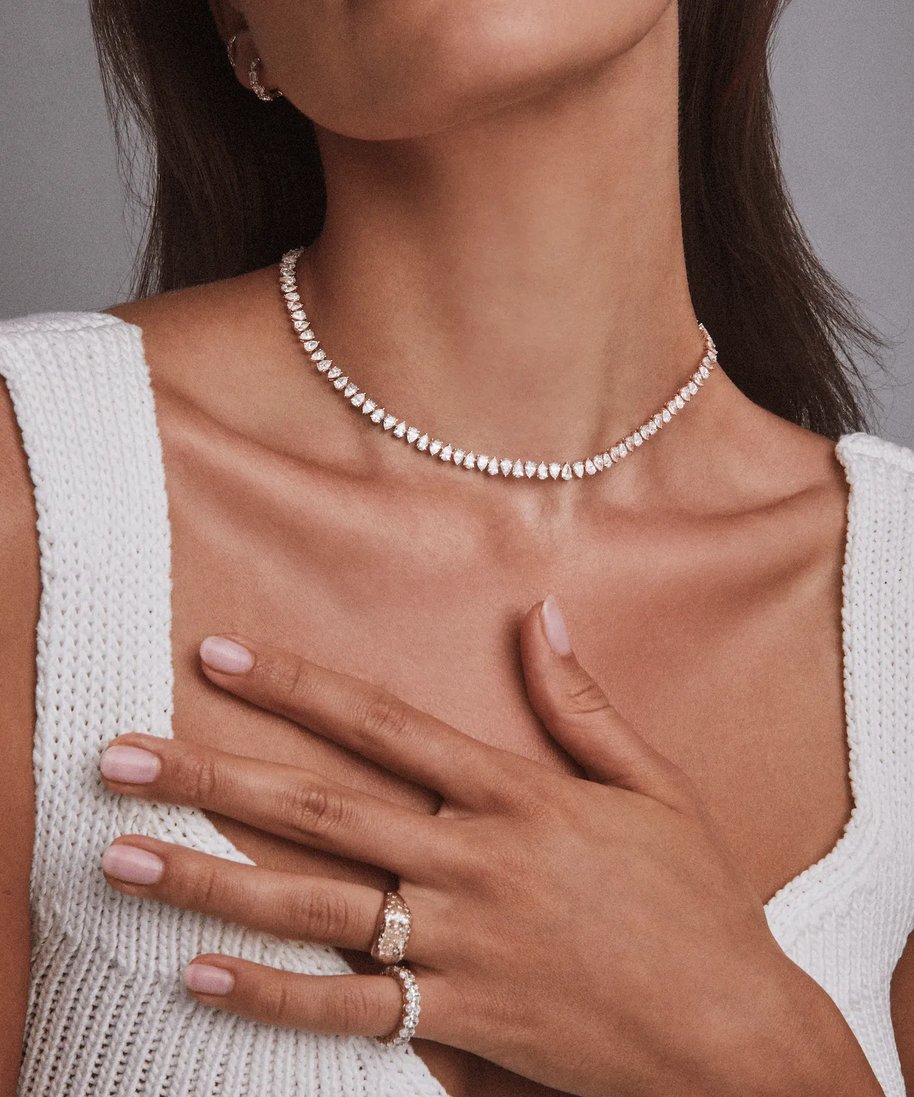 Reverse Water Drop Diamond Tennis Necklace | Ready to Ship