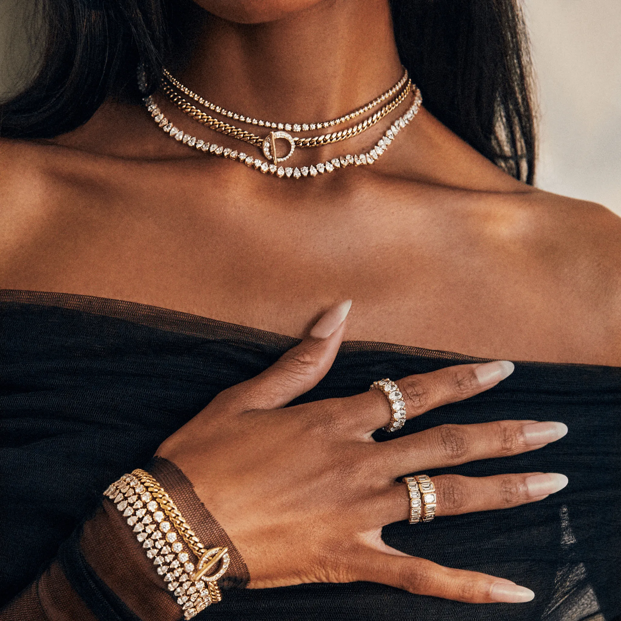 Reverse Water Drop Diamond Tennis Necklace | Ready to Ship