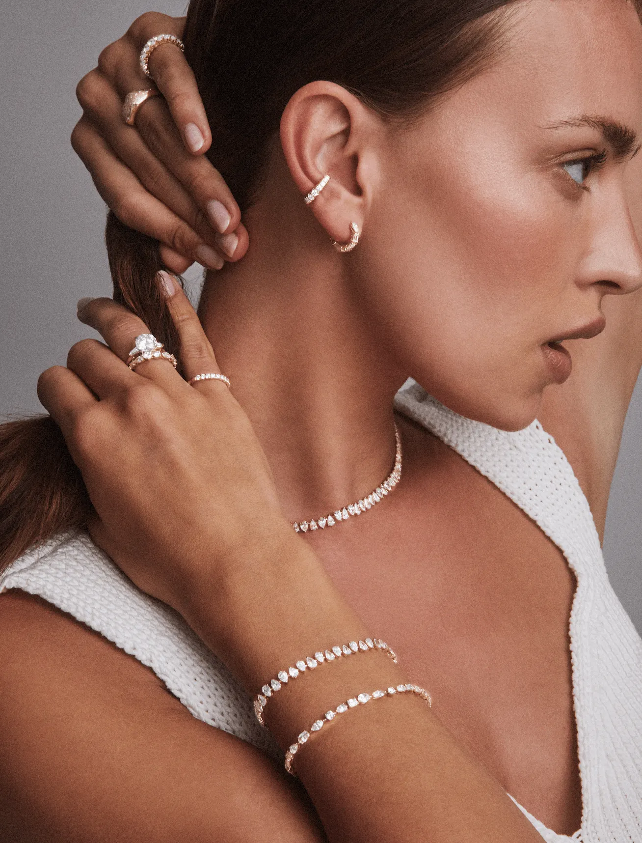 Reverse Water Drop Diamond Tennis Necklace | Ready to Ship