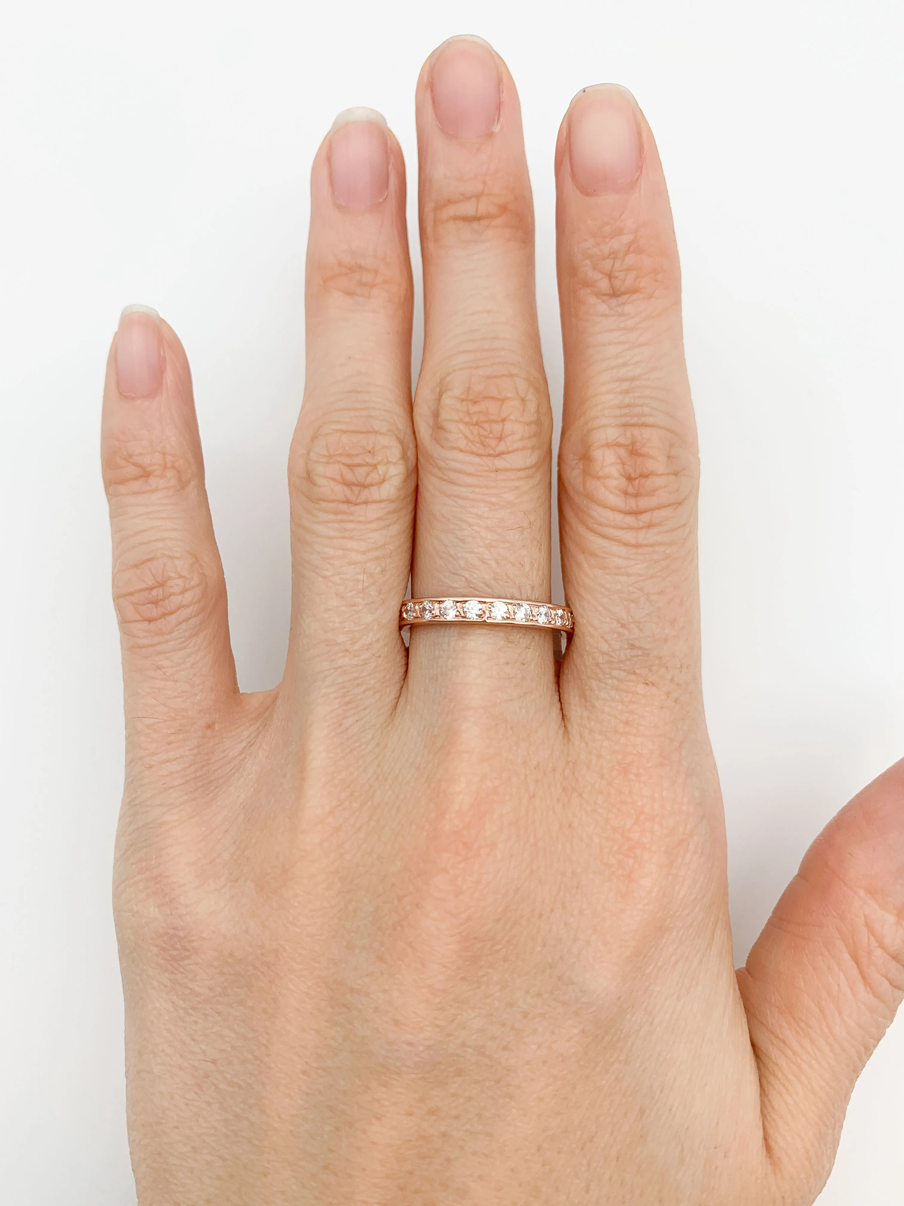 Rose Gold Diamond Band - Diamond Eternity Band - Brilliant Stackable Ring