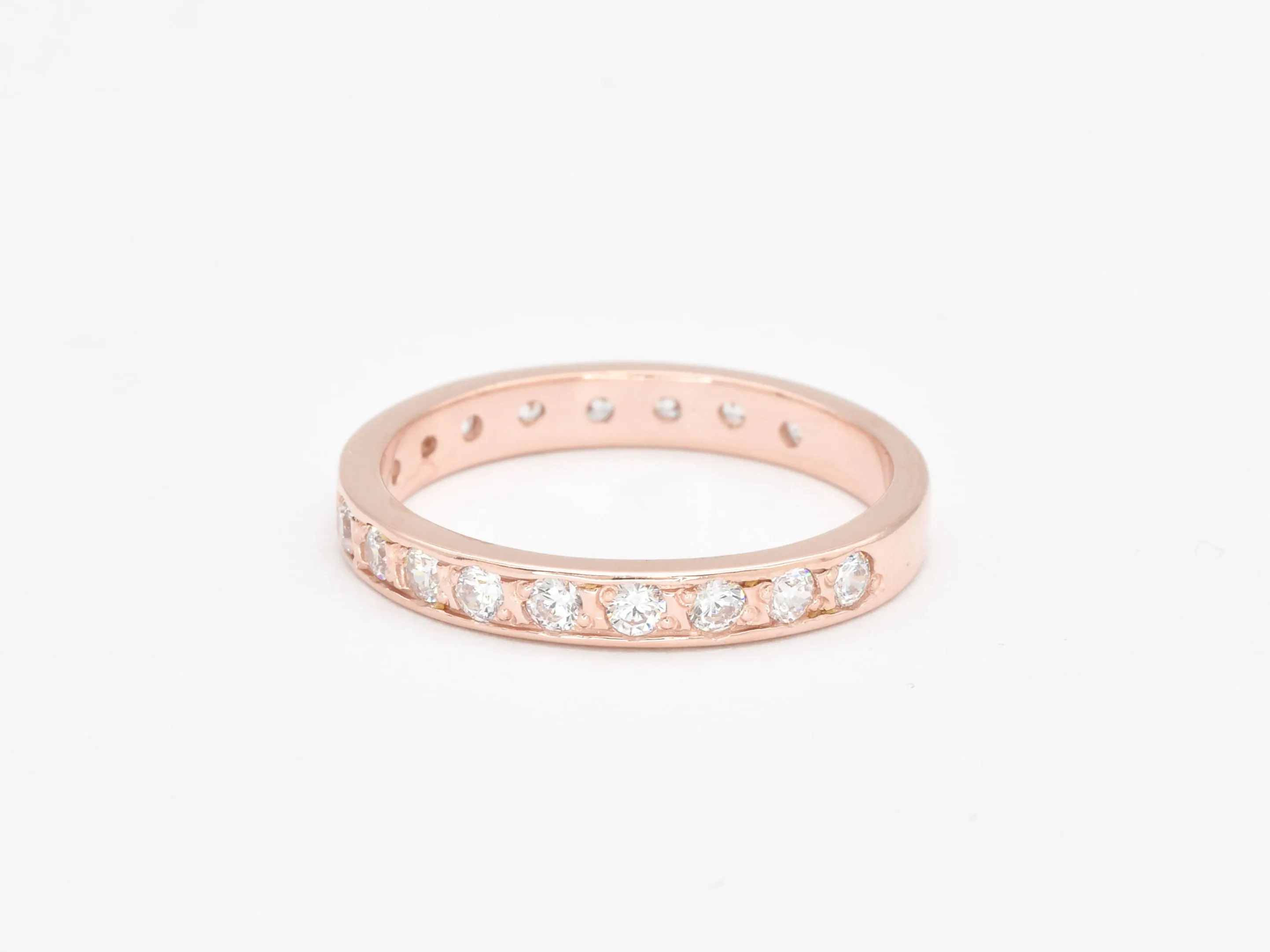 Rose Gold Diamond Band - Diamond Eternity Band - Brilliant Stackable Ring