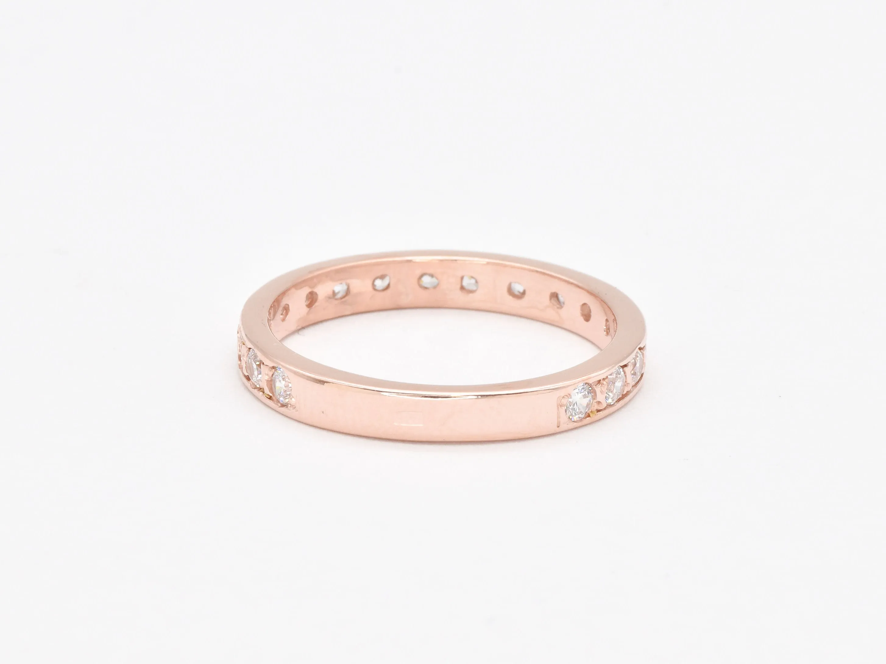 Rose Gold Diamond Band - Diamond Eternity Band - Brilliant Stackable Ring