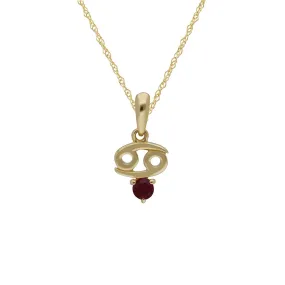 Rubin Krebs Sternzeichen Anhänger in 9ct Gelb Gold