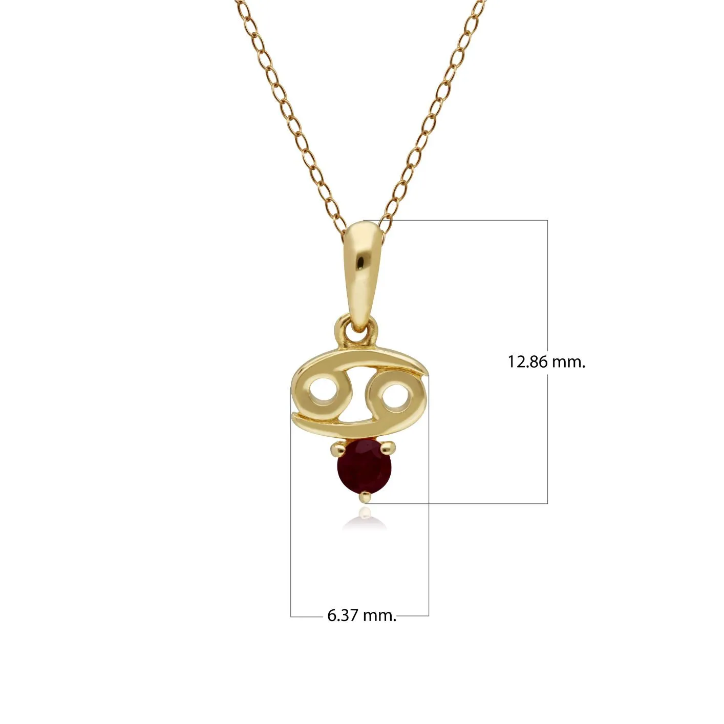 Rubin Krebs Sternzeichen Anhänger in 9ct Gelb Gold