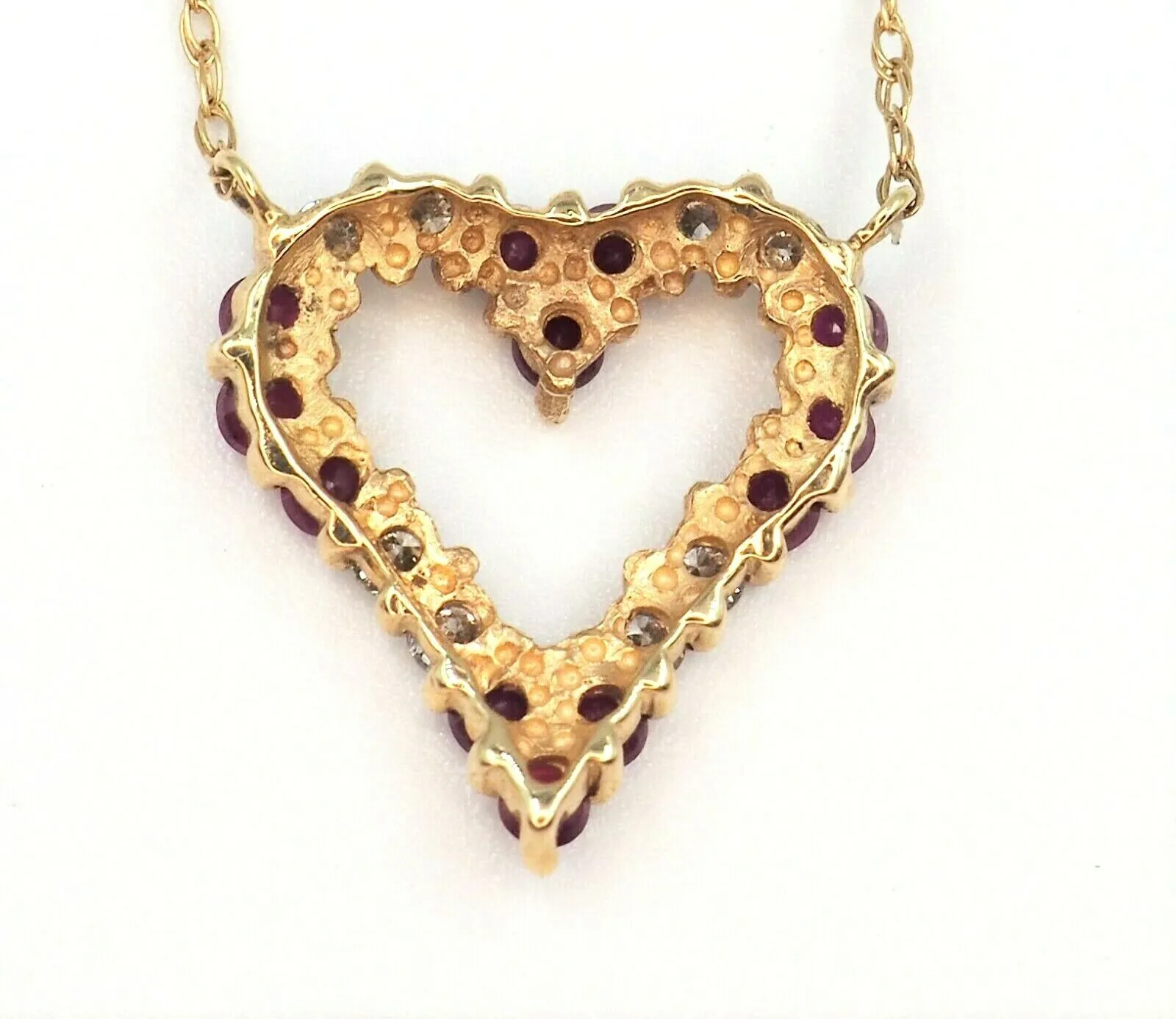 Ruby & Diamond 14ct Yellow Gold Heart Necklace